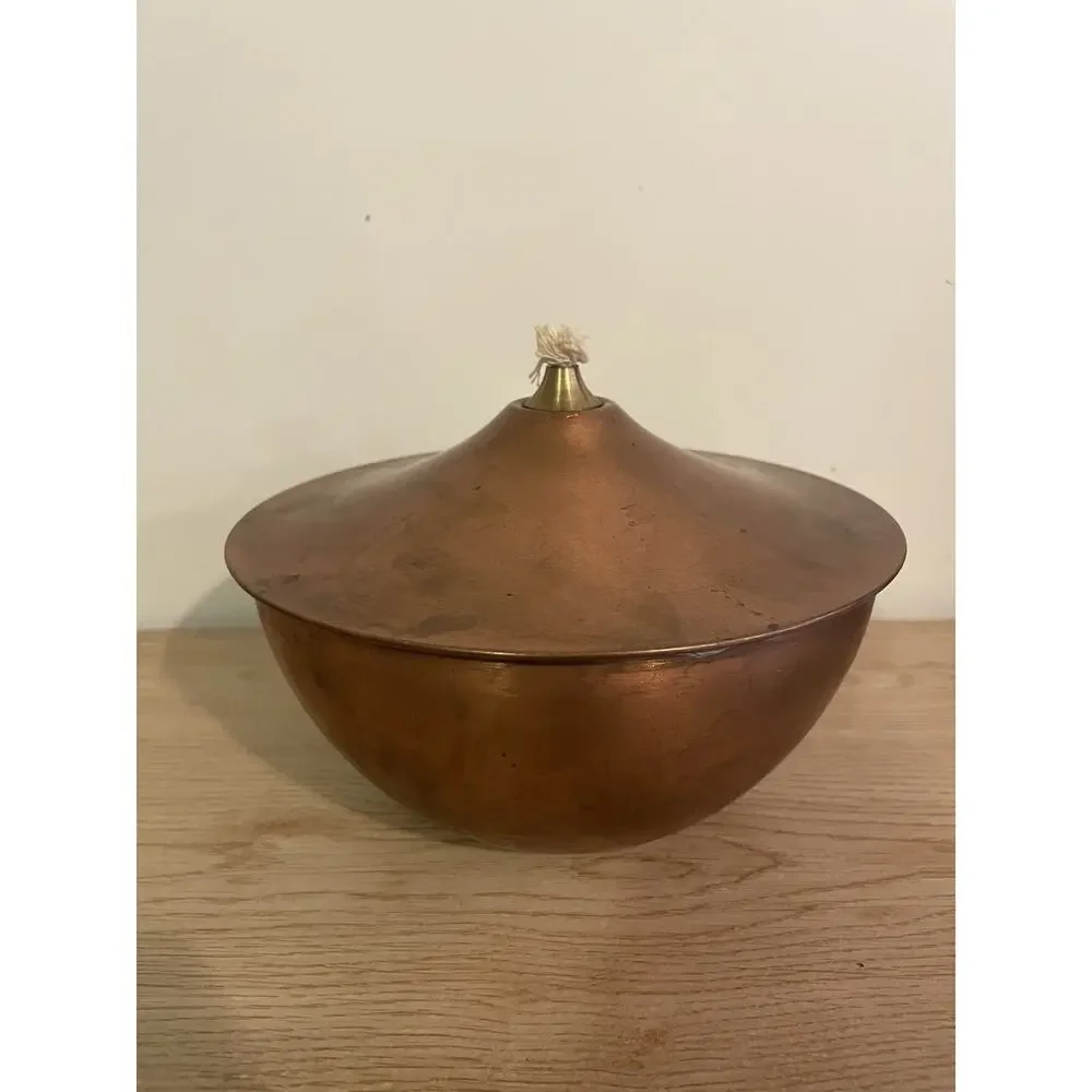 Vintage Smith & Hawken Large Copper Oil Dish Lamp Made in Turkey NEW